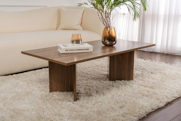 Nordure Mesa de Café Nogal 119x40x60 cm Tablero Melamina Sala de Estar Elegante Acogedora Duradera Sofisticada Moderna